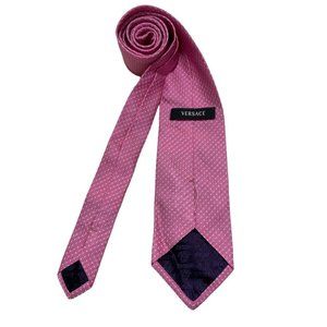 VERSACE Current Pink Geometric Silk Tie ITALY 59"/ 3.5" EC